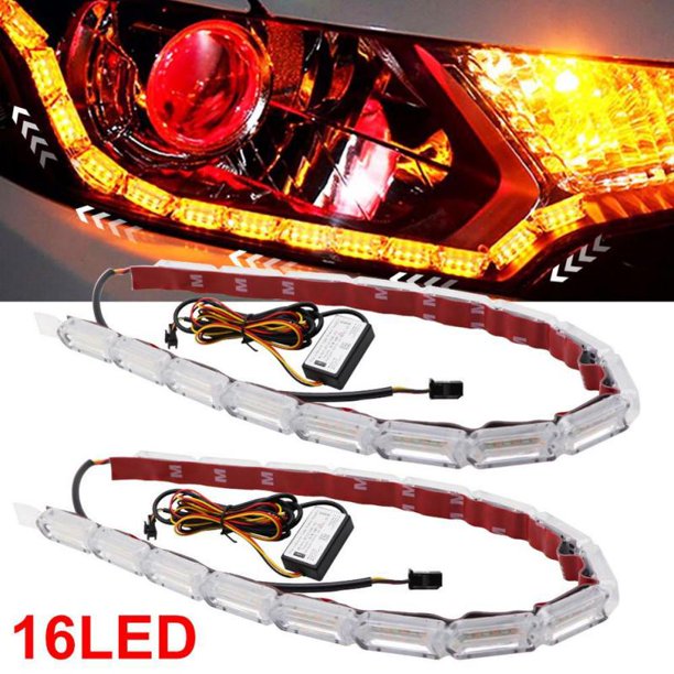 Durable Led Daytime Running Lights Auto Headlight Light Strips Super Bright Multifunctional Streamer Turn Signal Lamp Waterproof05China He Qiyong unisex