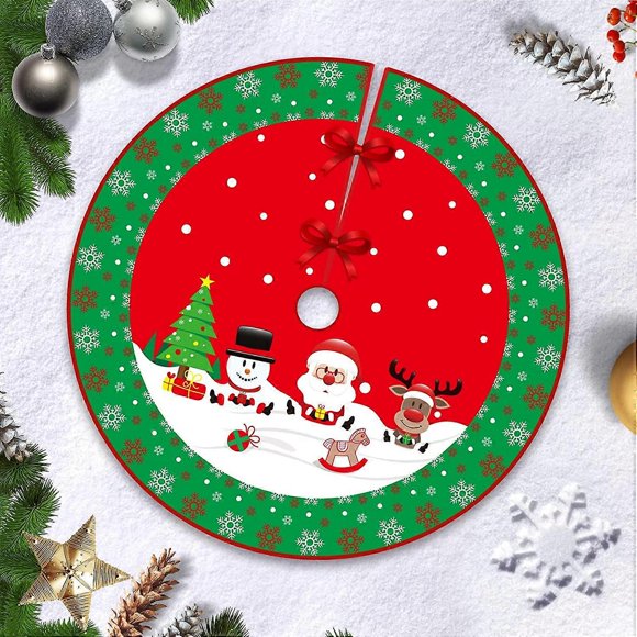 90cm Jupe Sapin de Nol, Couvre Pied Sapin Noel, Arbre De Noel Decoration, Joyeux Nol Jupe d'arbre Tapis pour Sapin pour Nol, Rouge