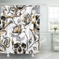 thumbnail image 1 of Juego de cortinas de ducha de baño ABPHQTO impermeables 165x180 cm con calavera dorada, 1 of 2