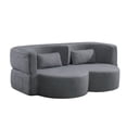 thumbnail image 3 of Miekor Furniture Folding sofa bed, floor sofa, convertible teddy bear fabric foam filled sleeper futon double sofa, suitable for living room, guest, office and apartment (gray) No.6379, 3 of 8