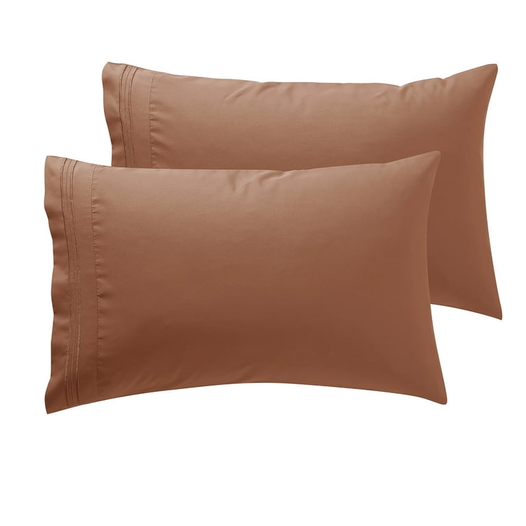 Nestl Pillow cases Premier 1800 Luxury Soft Microfiber Pillow Case Sleep Covers King Size 20 x 40 Pillow Case Set of 2 Pieces Orange Brown