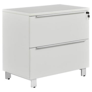 Pemberly Row Modern Lateral File Cabinet with 2 Drawers in White