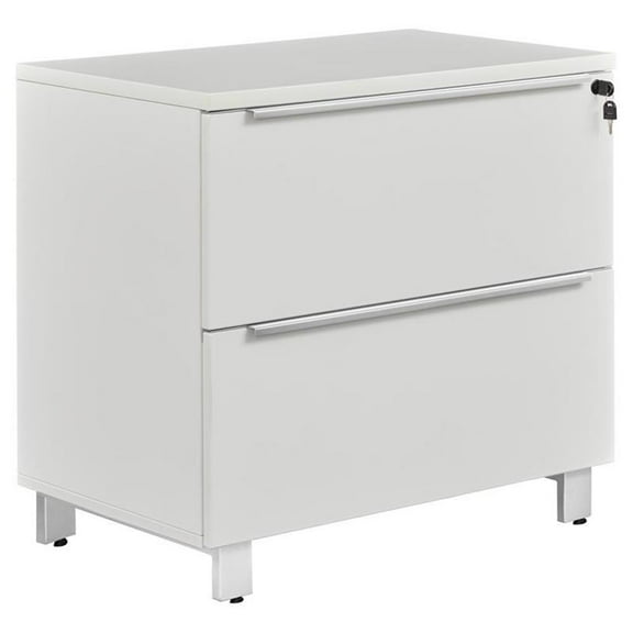 Pemberly Row Modern Lateral File Cabinet with 2 Drawers in White