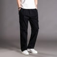 thumbnail image 3 of Bazeneo Chinos Trousers Men Loose Fit Cotton Casual Pants Straight Leg Elastic Waist Work Trouser Solid Colour Comfy Workwear with Pockets Outdoor Hiking Outfits Plus Size L-6XL, 3 of 7