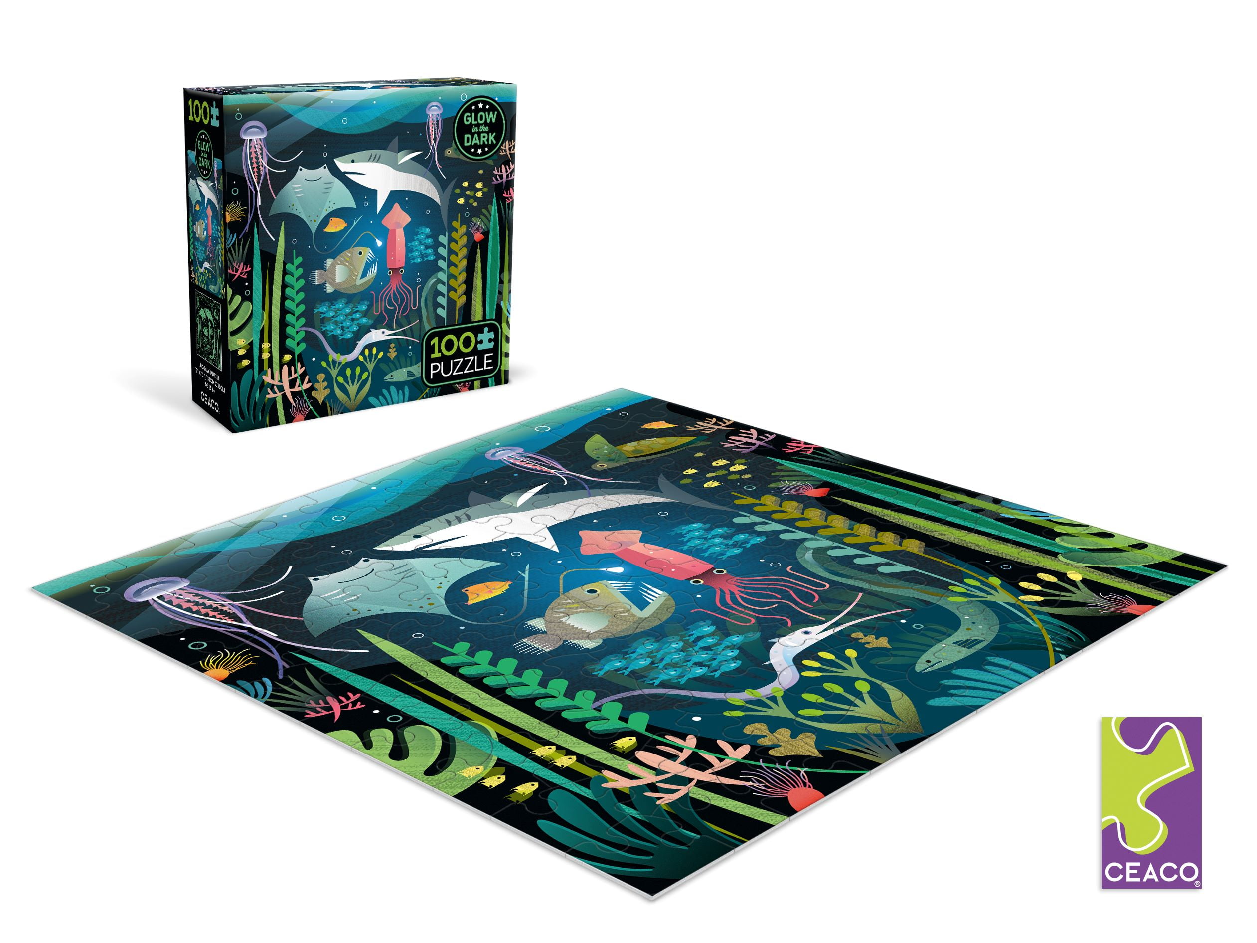 Ceaco Kids Deluxe 100 Piece Ocean Glow Amanda Shufflebotham Interlocking Jigsaw Puzzle