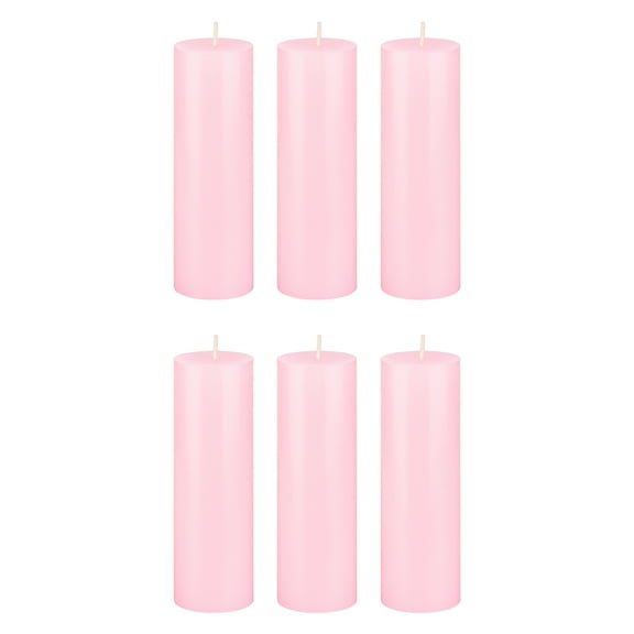 Mega Candles 6 pcs Unscented Pink Round Pillar Candle, Hand Poured Premium Wax Candles 2 Inch x 6 Inch, Home Décor, Wedding Receptions, Baby Showers, Birthdays, Celebrations, Party Favors & More