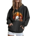 thumbnail image 2 of CFLVAEK Funny Graphic Sweatshirts for Women with Hood Plus Size Long Sleeve Holiday Hoodies Oversized Pullover Tops with Pockets Black M, 2 of 6