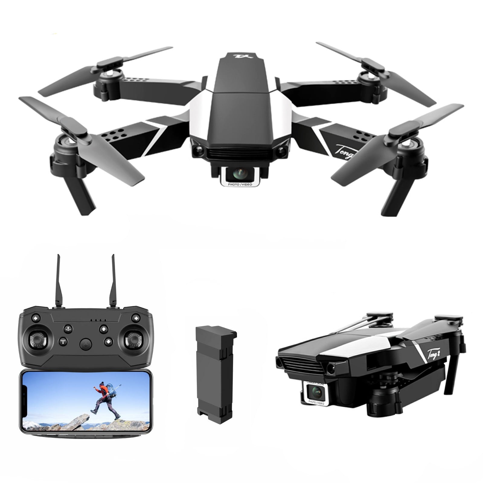 TekDeals New RC Drone With 4K HD Camera WiFi FPV Foldable Quadcopter + 4  Rechargeable Batteries