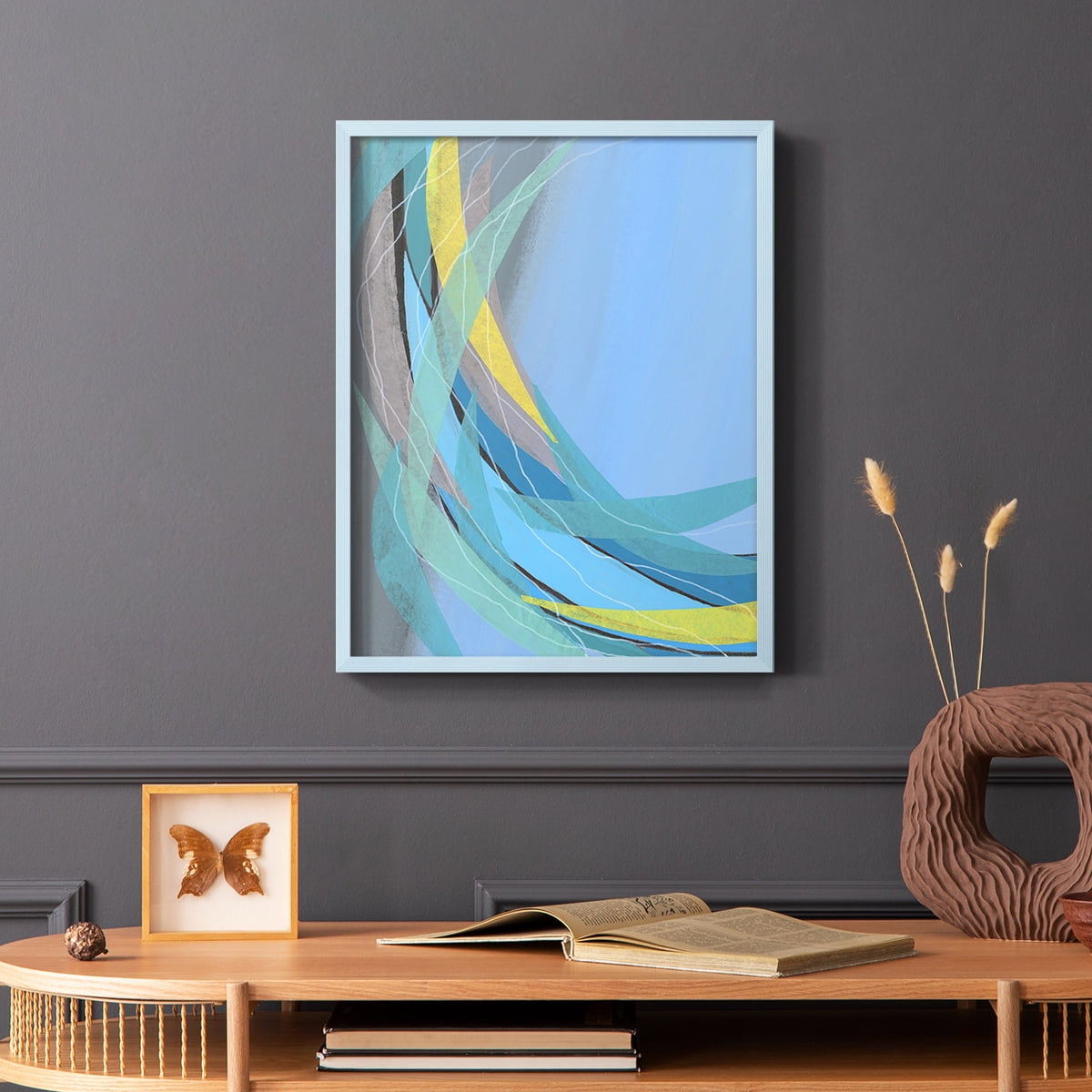 Circulating Flow I Framed Print in Blue Solid Wood Framed Print No Nail Hanging