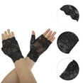 thumbnail image 2 of Unique Bargains 1 Pair Sunblock Fingerless Gloves Floral Thin Sun Block Driving Gloves for Women Black, 2 of 5