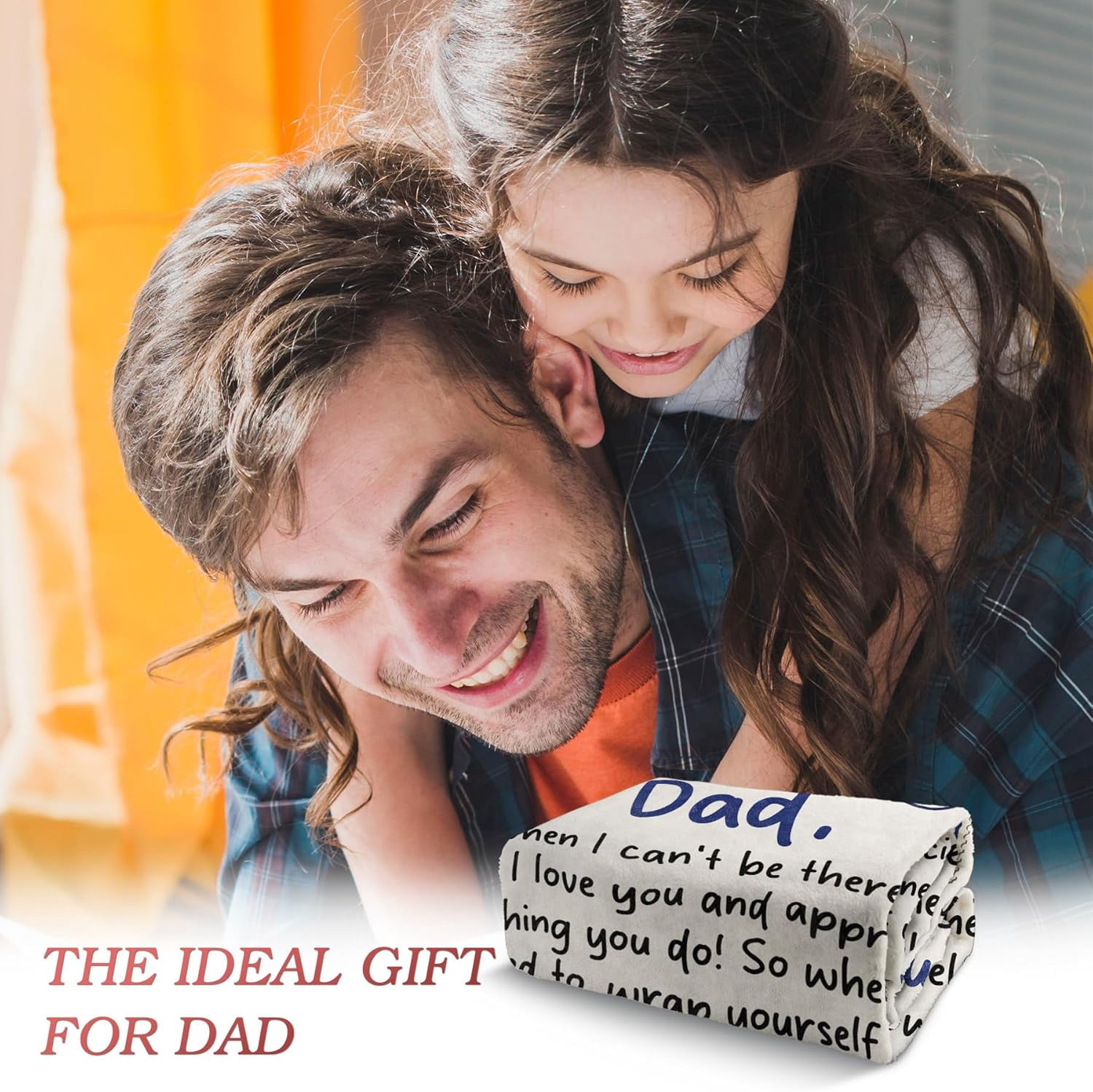 Gifts for Dad from Daughter Son- Soft Letter Blanket- Dear Dad Birthday Gift, Love You Always Blanket Throw for Bed Sofa Napping