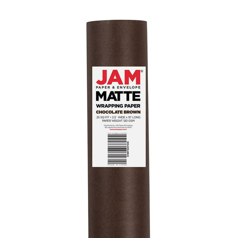 Jam Paper Gift Wrap - Matte Wrapping Paper - 25 Sq ft - Matte Chocolate Brown - Roll Sold Individually