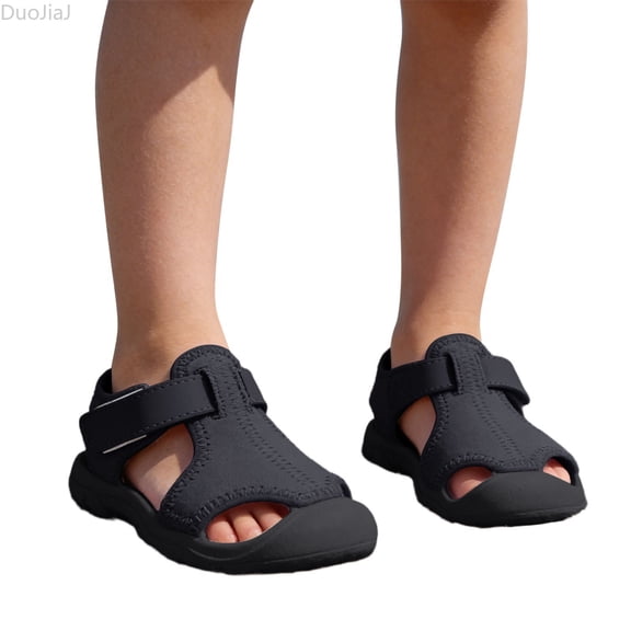 DuoJiaJ Girls Summer Sneakers Breathable Beach Shoes Thick Sole Outdoor Casual Walking Shoes For Toddlers Kids Girls Running Shoes Size 7,Black
