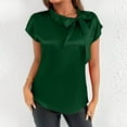 thumbnail image 4 of Jalioing Satin Shirt Women's Short Sleeve Bowtie Neck Silk Blouses Flowy Casual Dressy Tunic Tops Trendy Outfits, 4 of 6