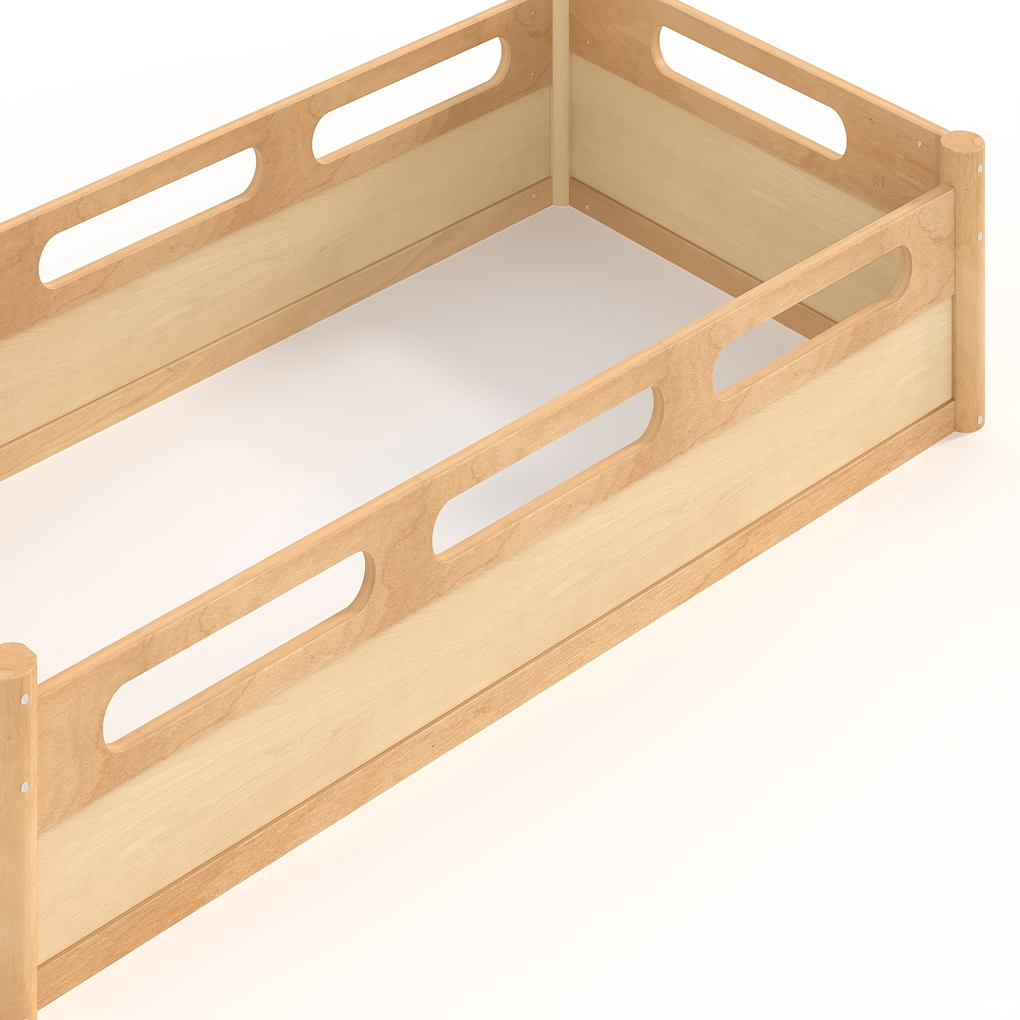 Leumius Twin Size Floor Bed with Full-length Guardrails,Low Profile Montessori Bed Frame,Easy Assembly, No Box Spring Needed,Natural
