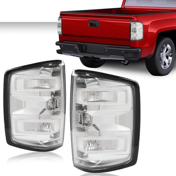Clear Rear Tail Lights Brake Lamps w/ Bulbs Fit For 2014-2019 Chevy Silverado