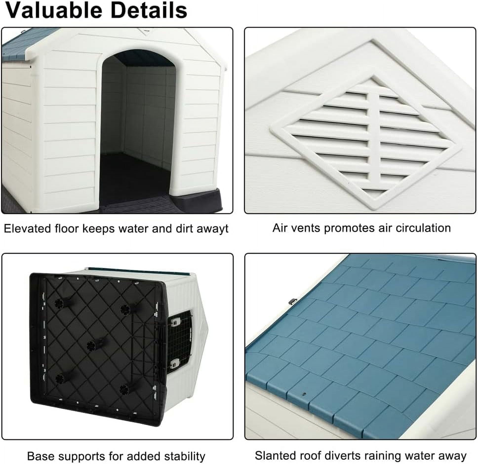 ZYPPP Plastic Dog House, Pet Dog Kennel Water Resistant for Small Medium Sized Dogs with Door, Indoor & Outdoor Use (28" H)