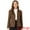 Brown, variant on Women's Faux Suede Lapel Collar Button Down Blazer M Brown