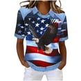 thumbnail image 2 of Vetsdori Women's 4th of July T Shirts Summer Short Sleeve Pullover American Red White and Blue , Casual Fashion Independence Day Red White and Blue Tops for Junior Graphic, 2 of 7