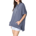 thumbnail image 7 of Fashion Womens Oversized Short Sleeve Hoodie Side Slits Pullover Sweater Top, 7 of 7