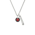 thumbnail image 2 of Delight Jewelry Silvertone Red Paw on Black Disc Silvertone Courage Strength Wisdom Honesty Bar Charm Necklace, 23", 2 of 4