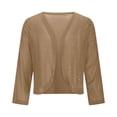 thumbnail image 6 of Girls Sparkly Cardigan, Lightweight Long Sleeve Cropped Open Front Thin Coat for Party, School, and Loungewear, Solid Color Layering Piece, Versatile for Casual and Special Occasion Outfits - Khaki, 6 of 8