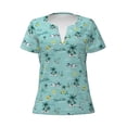 thumbnail image 4 of Wukai Hawaiian Style Casual V-Neck Graphic Tees for Women: Lightweight and Breathable Summer Tops with Stylish Design-Large, 4 of 8