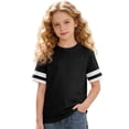 thumbnail image 5 of Girls Tshirts Summer Tops Short Sleeves Solid Color Tees Casual Stripes Crew Neck Basic Tees for Kids Black 12-13 Years, 5 of 5