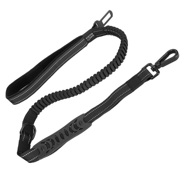 Cinturón de seguridad para mascotas, correa reflectante de nailon para pasear perros, antipérdida (negro)