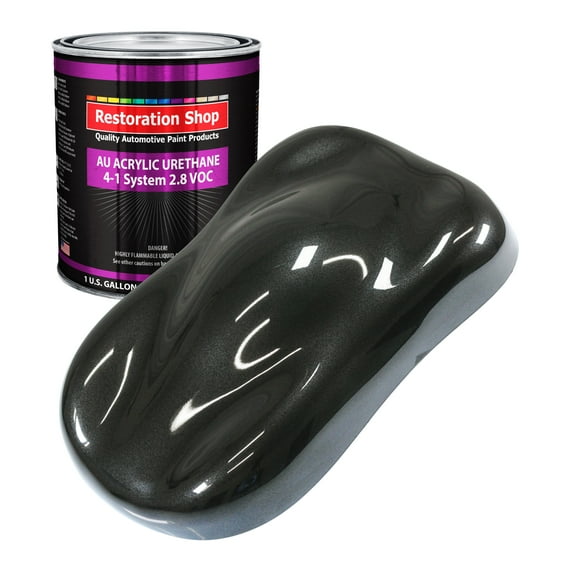 Restoration Shop Black Metallic Acrylic Urethane Auto Paint - Gallon Paint Color Only, Single Stage High Gloss