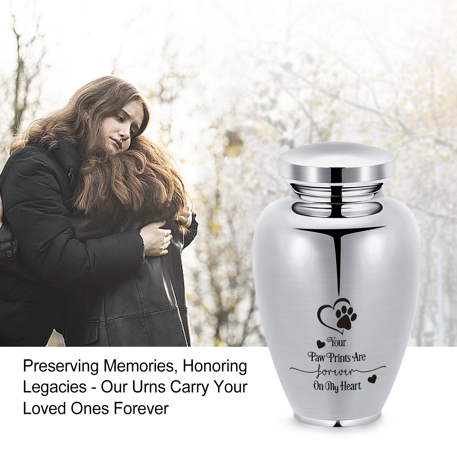 14*24cm Your Paw Prints Are Forever in My Heart Stainless Steel Cremation Jewelry for Dog Cat Ashes Keepsake Pet Memory Urn Large Capacity