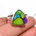 thumbnail image 3 of Green Copper Turquoise Gemstone 925 Sterling Silver Statement Ring Jewelry Gift for Her, 3 of 5