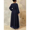 thumbnail image 2 of Blue Women Burgundy Autumn Modest Formal Elegant Wedding Evening Maxi Dress, 2 of 6