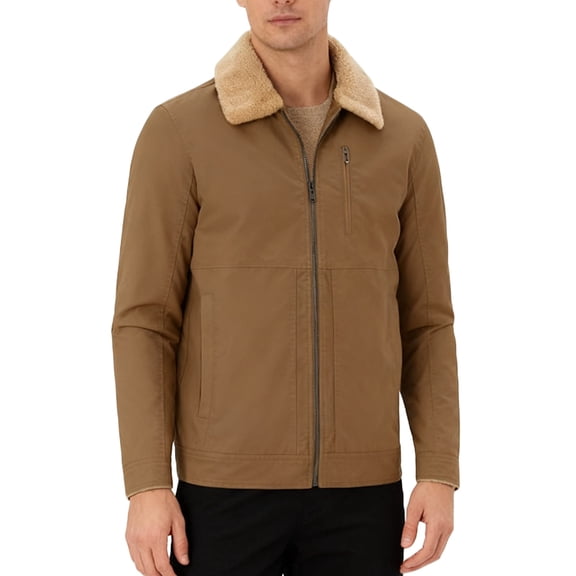 hlysgo Corduroy Jackets for Men Plus Size Fleece Lapel Zip up Barn Jacket Winter Business Casual Work Coats Trendy Outdoor Outerwear Khaki S