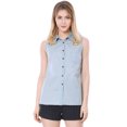 thumbnail image 2 of Camisa sin mangas de un solo pecho para mujer Azul claro M, 2 of 6