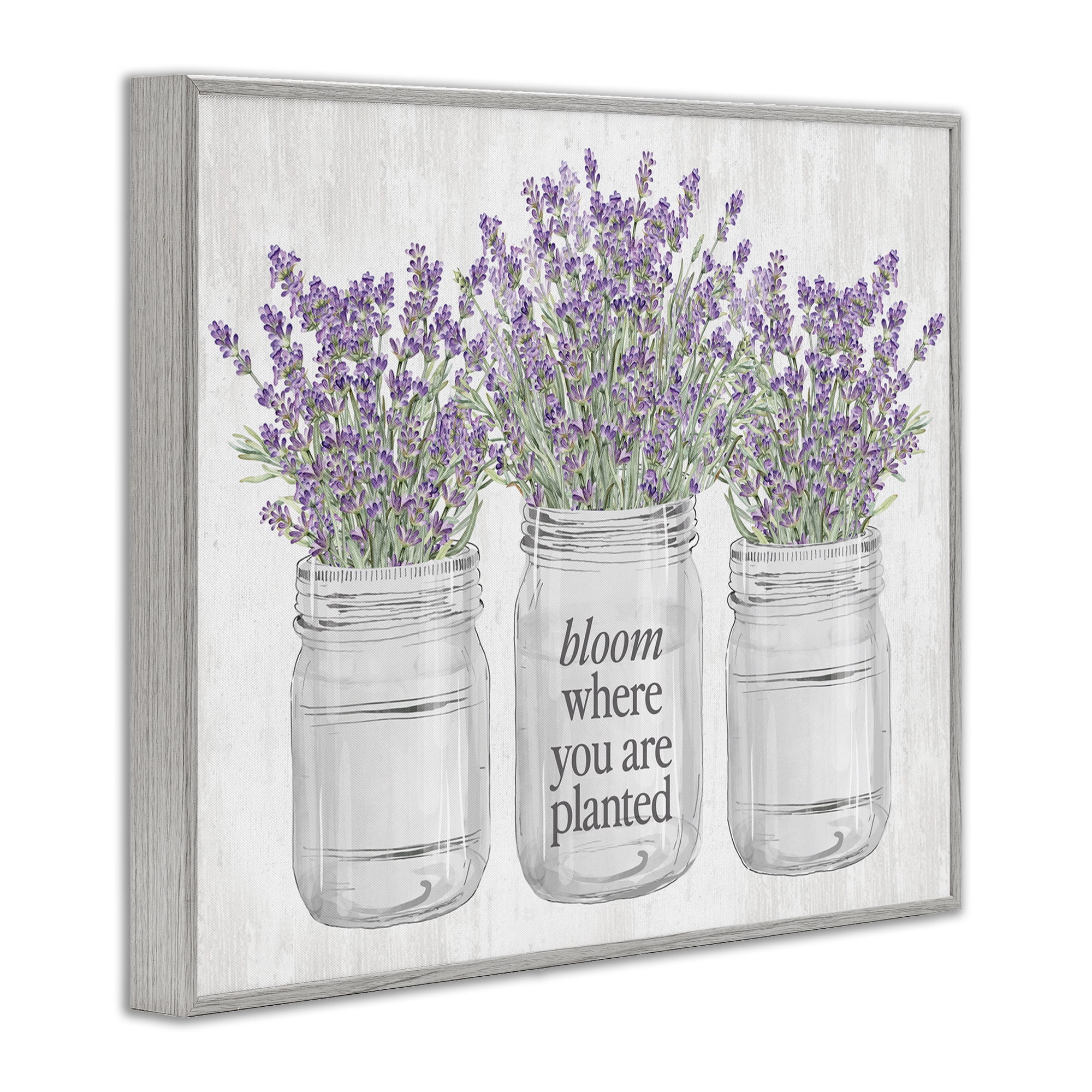 Stupell Industries Where You're Planted Botanical & Floral Painting Gray Framed Art Print Wall Art, 14 x 11