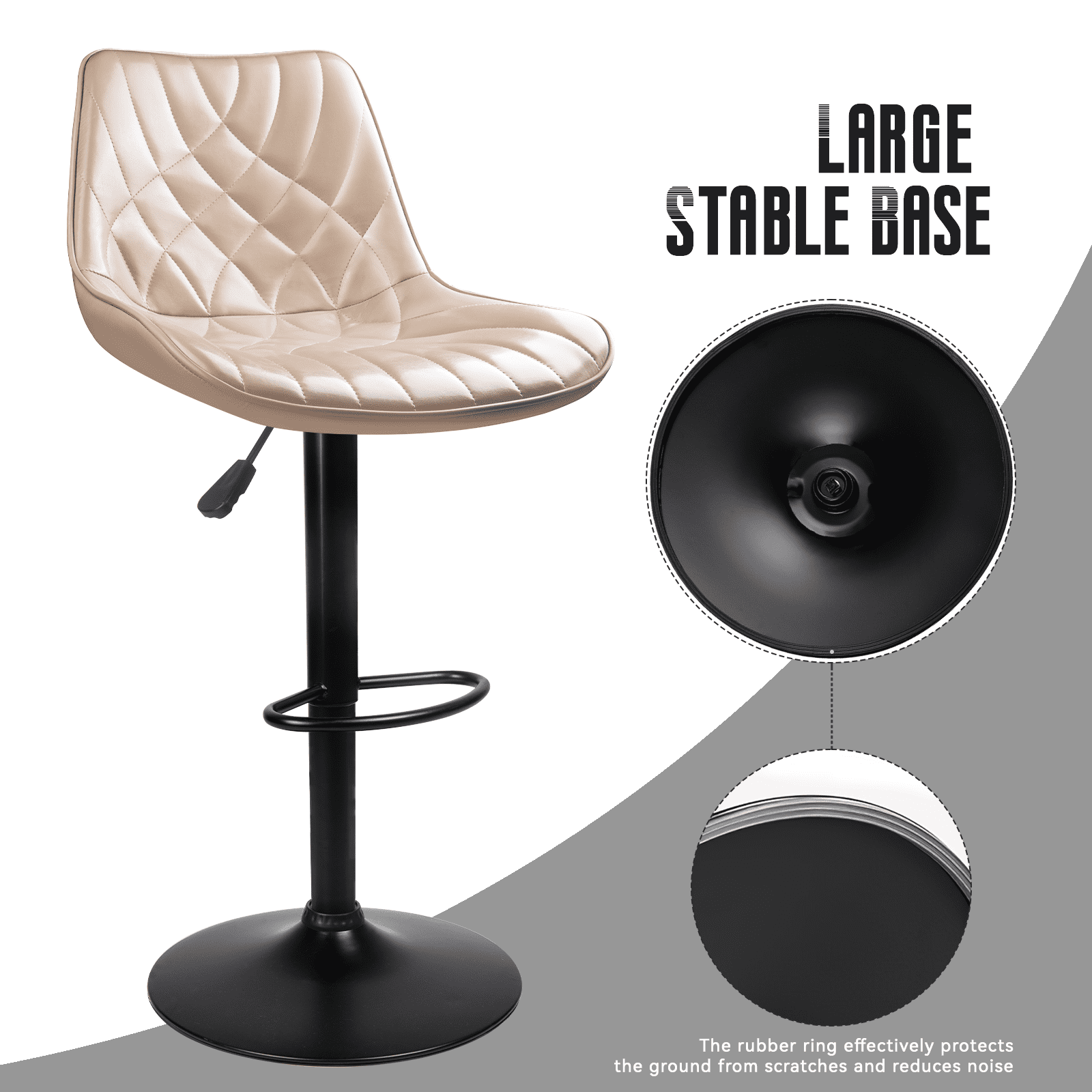 Waleaf Modern Bar Stools Set of 4, PU Leather Height Adjustable Swivel Barstools with Back