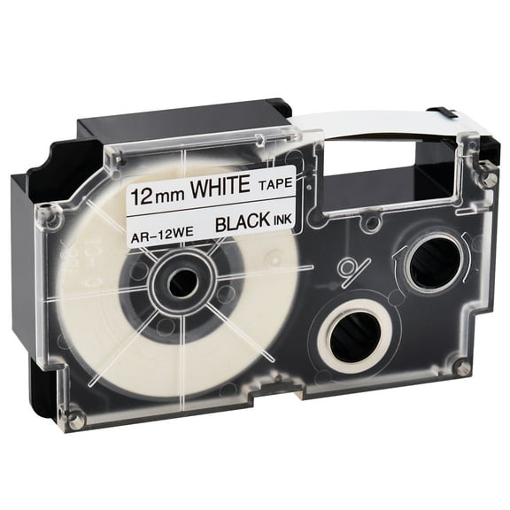 GREENCYCLE 1PK Black on White Label Tape Compatible for Casio XR12WE XR-12WE (12mm 1/2''x 8m 26ft) EZ Label Printer