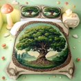 thumbnail image 2 of Homewish Vintage Nature Tree Twin Quilt Set,Mountain Landscape Twin Coverlet Set,Green Cream,Reversible,2 Pieces, 2 of 7