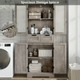 thumbnail image 5 of Homfa 4 Doors Bathroom Cabinet, 3-Tier Wood Tall Linen Storage Cabinet with 2 Drawers for Living Room Office, Gray, 5 of 9