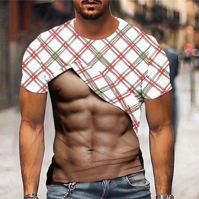 Styesk T-Shirts pour Homme Mode pour Hommes Impression Florale Mode Entraînement Physique Col Rond Manches Courtes T-Shirt