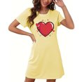 thumbnail image 4 of yillto Women Nightgown Short Sleeve Sleepshirt Crewneck Heart Graphic Sleepwear Nightshirts Pajama Dress, 4 of 5
