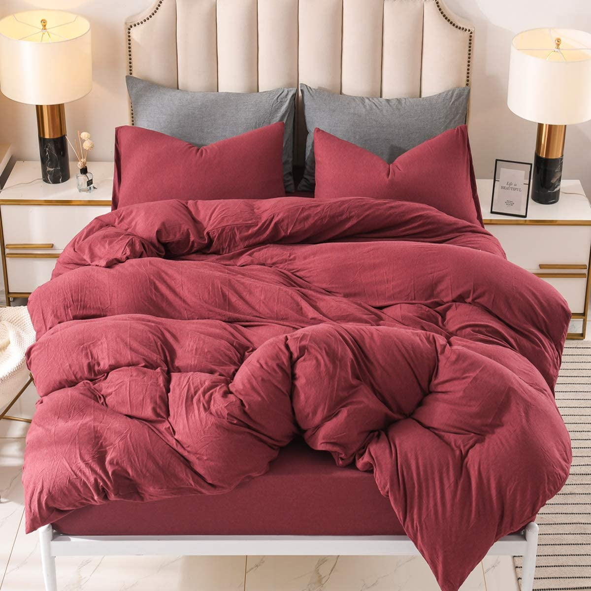 PURE ERA Duvet Cover Set Ultra Soft Heather Jersey Knit Cotton Home