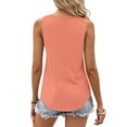 thumbnail image 3 of Ohufall Tank Tops for Womens Summer Casual Solid Color Pullover Keyhole Neckline Sleeveless Tees Fashion Loose-fitting Pleated Sleeveless Tops, 3 of 5