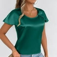 thumbnail image 5 of YHAJDS Plain Tshirts for Women Short Sleeve Round Neck Loose Solid Color Pullover Summer Tee, 5 of 5