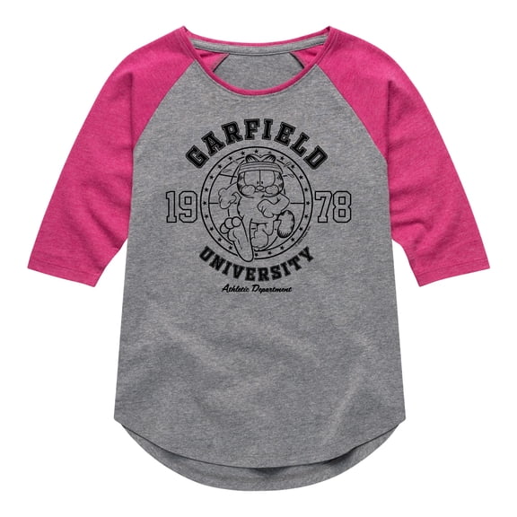 Garfield - Ath Dept Running - Toddler & Youth Girls Raglan Graphic T-Shirt