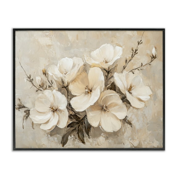 Stupell Industries Blooming White Anemones Plants & Flowers Painting Black Framed Art Print Wall Art, 14 x 11