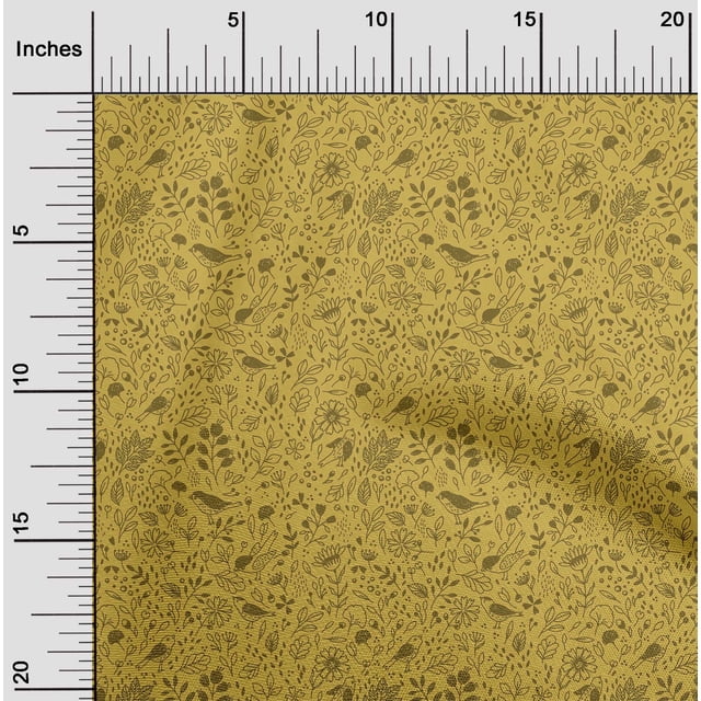 oneOone Polyester Lycra Yellow Fabric Florals Sewing Material Print Fabric By The Yard 56 Inch Wide