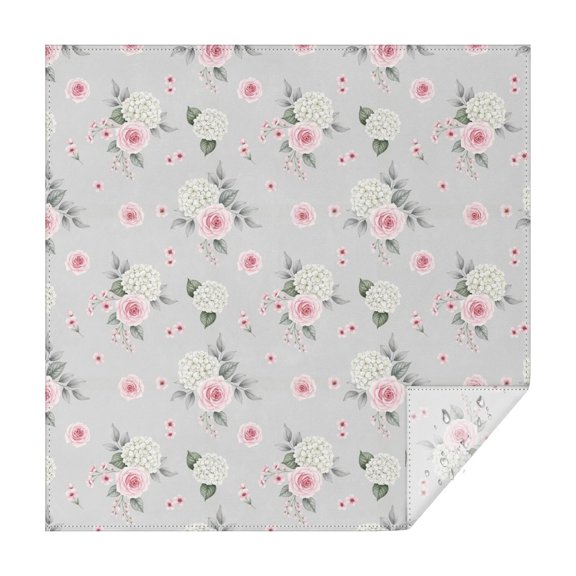 Pioneer Flower Floral Print Pattern Square Tablecloth, Waterproof Wipeable Spillproof Washable Table Cover for Home Kitchen Party and Daily Decor 60"x60"