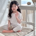 thumbnail image 4 of REDARER Toddler Girls Soft Cotton Ribbed Sleepwear, Floral Print Short Sleeve Top & Pants Pajama Set,9-10 Years, 4 of 4